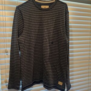 NWT Hollister Men’s Large Striped Black and Navy Gray and White Men's Shirt